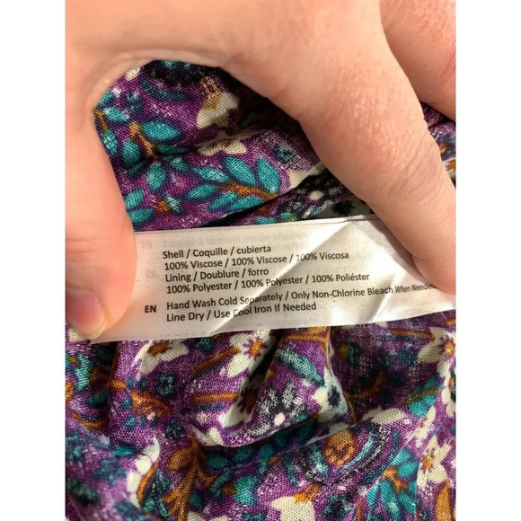 Band of Gypsies Floral Print Purple Short Sleeve Dress - Picture 9 of 9